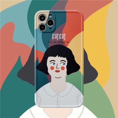 Retro sweet shirt girls Couple kawaii japanese Phone Case For iPhone 11 Pro Max Xr Xs Max X 7 8 Plus 7Plus case Cute Soft cover