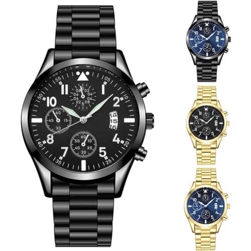 Fashion Men Round Sub Dial Calendar Display Luminous Analog Quartz Wrist Watch Gift reloj hombre мужские часы