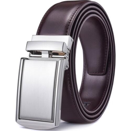 Mens Leather Ratchet Belt with Automatic Buckle 1 3/8 Wide Adjustable Dress
