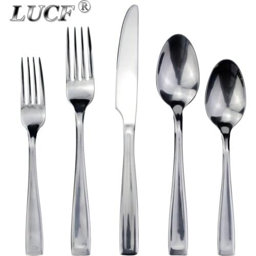 Practical 6 Utensils Stainless Steel Dinnerware Dishwasher Safe Cutlery Set Dessert Fork Middle Spoon Flatware For Kitchen Home