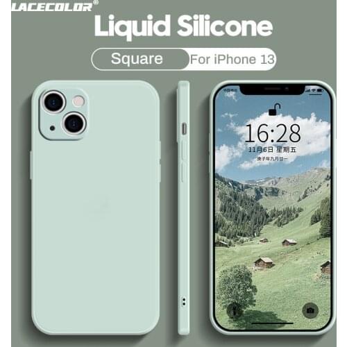 Original Square Liquid Silicone Phone Case For iPhone 13 12 11 Pro Max Mini 8 7 Plus XS X XR SE 2 Luxury Shockproof Soft Cover