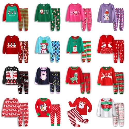 Kid Pajamas Set Baby Boy Clothes Girl Sleepwear Nightwear Children Santa Claus Christmas Pyjamas Cotton Clothing Set 2-7T