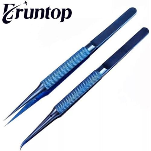 Titanium Microsurgical Instrument Platform Curved Lines Straight Line tweezer 14cm Mobile phone repair tweezer head width 0.15mm