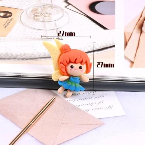 6pcs Flatback Resin Flower Fairy Cabochons Kawaii Charms Cute Cartoon Pendants For DIY Jewelry Making Hair Bow Center