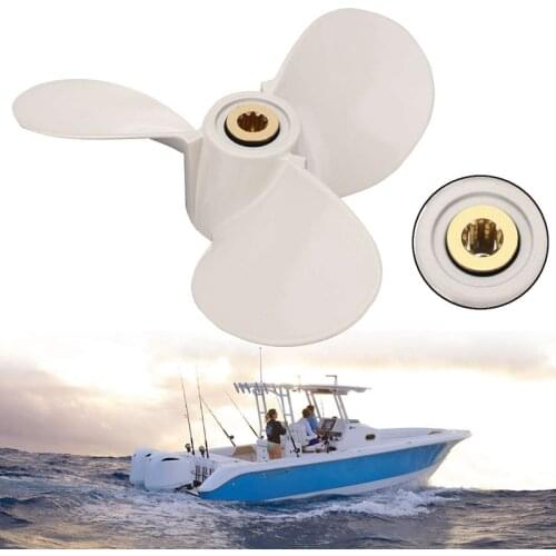 6E0-45941-01-El Aluminum Alloy Outboard Propeller 7 1/2X8-Ba For Yamaha Mariner 4-6Hp 3 Blades 9 Spline Tooth White R Rotation