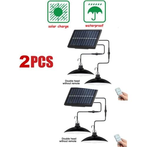 2pcs Retro Lampshade Solar Pendant Light Outdoor Indoor Solar Lamp White Lighting Home Garden Yard For Camping 3/6M cable remote