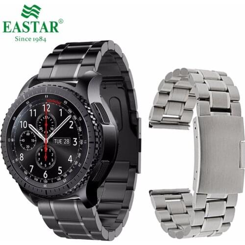 Easy Install Stainless Steel Watchband Quick Release Pin for Samsung Gear S3 Classic Frontier Steel Buckle Wrist Bracelet Brown