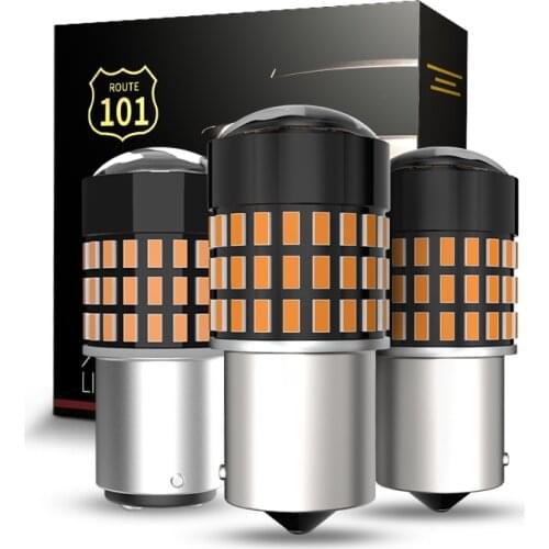Route101 P21W LED 1156 BA15S Yellow Lamp PY21W LED Bulb BAU15S 12V 24V BAY15D 1157 P21/5W Car Amber Side Turn Signal Light