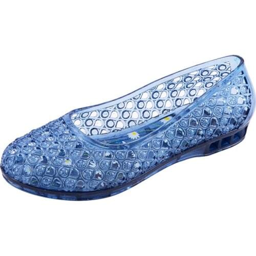 Summer crystal transparent hole sandals womens bag head breathable home plastic shoes wear middle-aged and old mother sandals