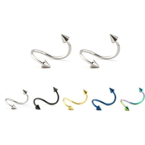 Wholesale Piercing 2pcs Labret Surgical Steel Twister Tragus Ear Lip Tongue Rings Helix Earring Body Jewelry