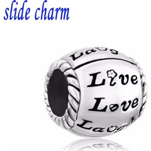 Slide charm Free shipping Valentines Day gift fashion promise I love you charm beads fit Pandora bracelet