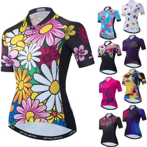 Weimostar Flower Women Cycling Jersey Mountain Bicycle Clothing Summer MTB Bike Jersey Breathable Cycling Shirt Maillot Ciclismo