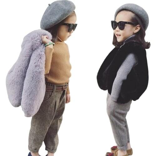 Artificial Fur Vests Age For 1 - 12 Years Baby Girls Fashion Thick Warm Coats Winter Clothes Black Tops Little Girls Waistcoat