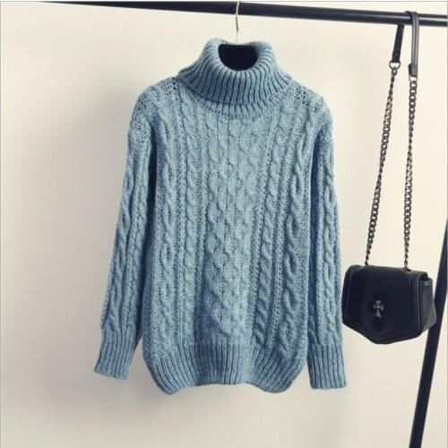 NIFULLAN Twist Sweaters And Pullovers Women Short Hemp Flowers Turtleneck Thick Jumper Students Knitted Tops Warm Soft Knitwear