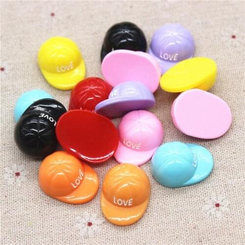 10pcs 18*25mm Mix Colors Kawaii Resin Sport Cap Miniature Art Supply Decoration Charm Craft DIY