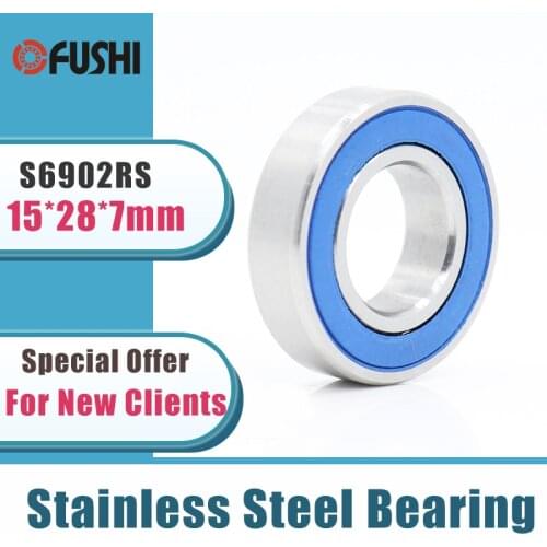 10PCS S6902RS Bearing 15*28*7 mm ABEC-3 440C Stainless Steel S 6902RS Ball Bearings 6902 Stainless Steel Ball Bearing