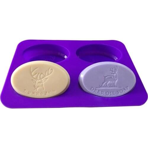 2/4Cavity Deer design Soap Molds Silicone Mold for Soap Oval Shape Silicone Soap Form Resin Crafts Mold