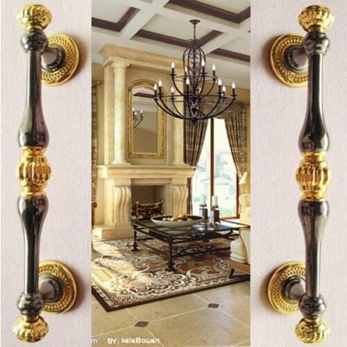 2pcs Free shipping KTV Golden handle European palace wooden door handles Bathroom pulls Villa door handle Artificial gate handle