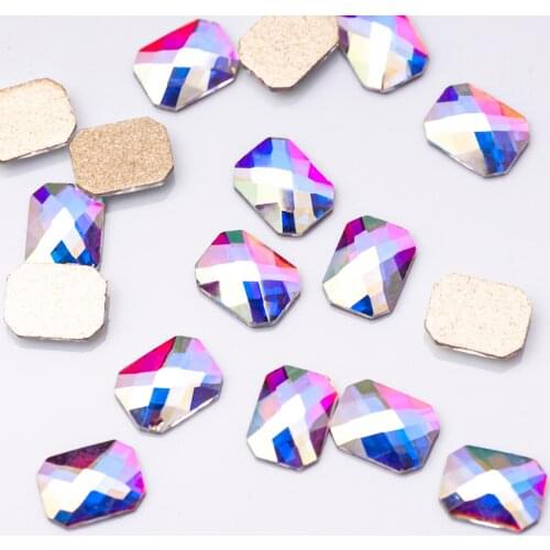 20pcs 4mm 6mm Octagon Shape No Hotfix Crystal Clear AB Nail Art Rhinestone For DIY Nail Art Decoration Drop Pixie Crystal Stones