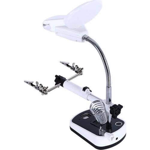 ANENG 3.5X 10X Welding Magnifying Glass LED Loupe Magnifier Alligator Clip Holder Clamp Helping Hand Soldering Iron Repair Tool