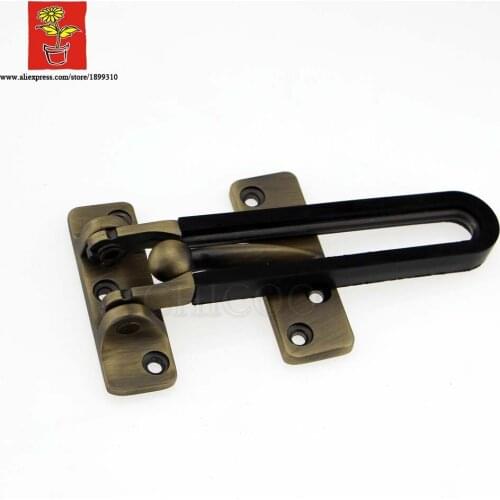 Antique Brass Zinc Alloy Security Door Guard Latch With Black Rubber Stopper Safety Locks Door Security Bolt Latch