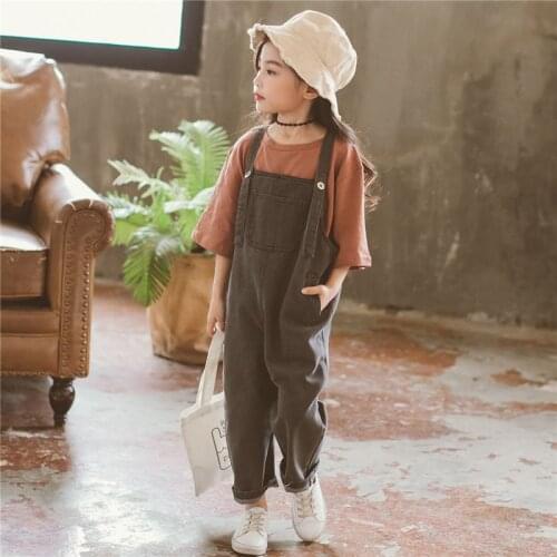 2019 New Kids Denim Overall for Girls Children Autumn Suspenders Casual Jeans Kids Jumpsuit Girls Denim Overalls for 3-14 yrs