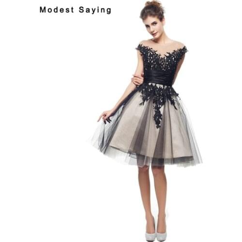 Elegant A-Line Cap Sleeve Applique Lace Cocktail Dresses 2017 Girls Formal Knee Length Homecoming Prom Gowns vestidos de coctel