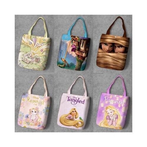 Disney Princess Hair Anime Figures Toy Cartoon Product Cosplay Accessories Customized Shopping Bag Gifts Shoulder Bags Unisex