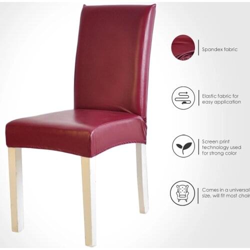 PU Leather Chair Cover Spandex Waterproof Oilproof Chair Cover Stretch Kitchen Seat Case Banquet Hotel Cover housse de chaise