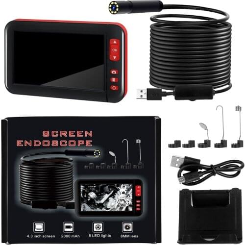 F200 HD1080P 8MM Lens Screen inspection endoscope camera waterproof borescope 4.3 inch HD TFT IPS Screen camera Car Monitor
