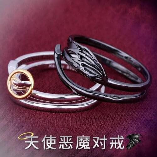 Angels and demons Ring fashion Jewelry Fashion wing Couples ring Cos Gift Adjustable new year gift