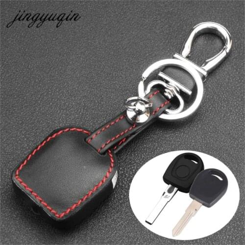 Jingyuqin Remote Car Key Leather Cover For Volkswagen (VW) B5 Passat Jetta Transponder Key Fob Shell Holder Case