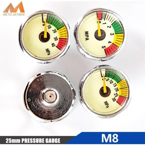 High Pressure Gauge 25mm M8x1 1 Inch Air Mini Manometre PCP Paintball Pump Scuba Diving Valve Gauge 5mpa 30mpa 40mpa