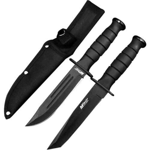 Mengoing BLACK Military Hunting Fixed Blade Knife Rubber Handle Knife Wild Survival Knives NEW