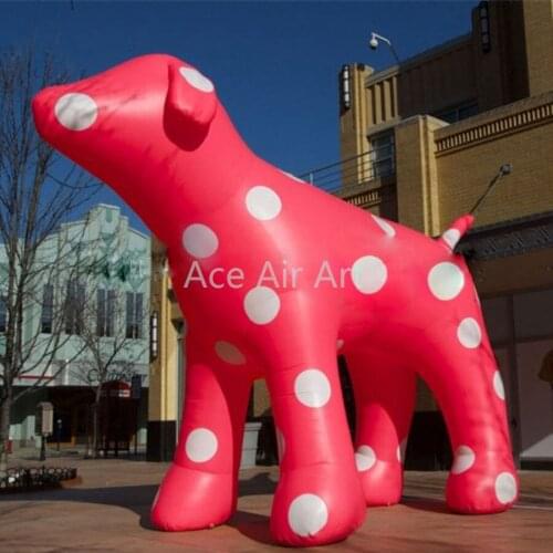 Cute 2.5m H giant pink inflatable dalmatian dog with white spots cartoon animal model for outdoor advertising/yard decoration