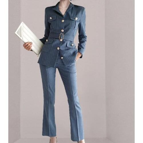 ZAWFL Fashion Slim 2 Piece Set Women Blazer Set Double-Breasted Slim Jacket Pant Suit Office Ladies Temperament Work Female Suit