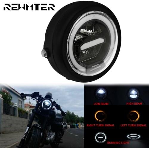 Motorcycle Round LED 6.5'' Headlight High Low Beam Turn Signal Light Vintage Headlamp Cafe Racer For Harley For Suzuki For Honda
