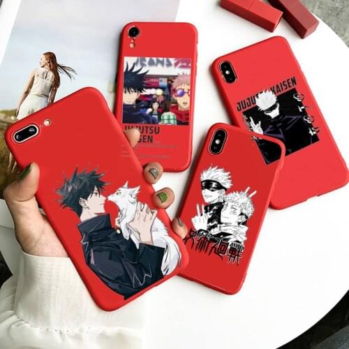 Jujutsu Kaisen Anime Cartoon Phone Case Red Candy Color for iPhone 11 12 mini pro XS MAX 8 7 6 6S Plus X SE 2020 XR