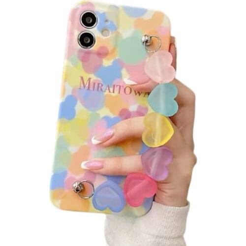Soft Silicone Phone Case with Colorful Bracelet for Iphone 7 8 X 11 12 Fashion Girls Phone Case for Huawei P30 P40 Nova 7 8