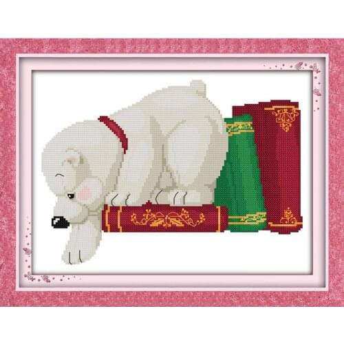 A Lovely Small White Dog Wholesale Needlework,Stitch,DIY DMC Cross Stitch,Sets For Embroidery Sales Promotion Wall Home Decor