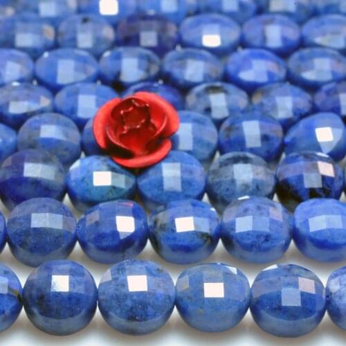Natural Blue Dumortierite Faceted Coin Beads Wholesale Loose Gemstones Semi Precious Stones For Jewelry Making Bracelet Diy