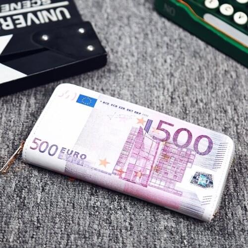 10Pcs/Lot New Creative Long Mens Wallet Large-capacity Clutch Womens Zipper Dollar Pattern Wallet Card Holder Multi-Card Slots