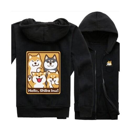 New Spring/Fall Cute Doge Hoodie Anime Shiba Inu hooded Coat Cardigan Cotton Sweatshirt