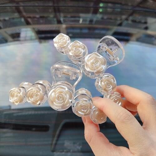 New White Rose Hair Claw Simple Retro Hair Clips Shark Hair Clip Makeup Hair Styling Barrettes For Women Hair Accessories