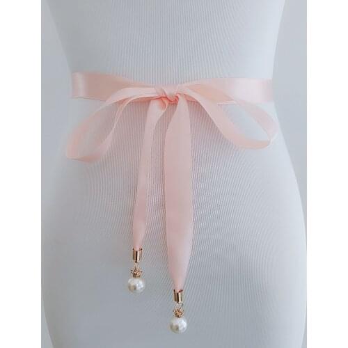 Original Bride Simple Belt Crown Pearl Pendant Fine Bridesmaid Waist Seal Dress Accessories