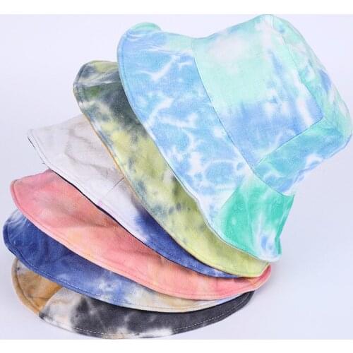 Summer Tie Dye Bucket Hat for Men Women Reversible Fashion Hip Hop Fisherman Hat Bob Street Outdoor Travel Boys Girl Hat Panama