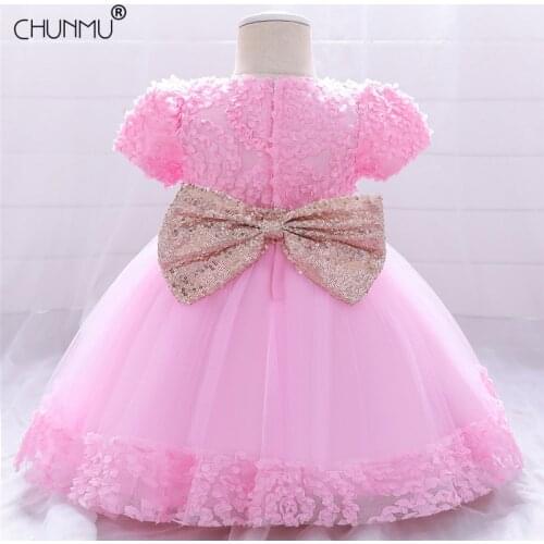 Lace Bowknot Newborn Baptism Dress For Baby Girls First Birthday Party Wedding Dress Toddler Girl Christening Vestidos