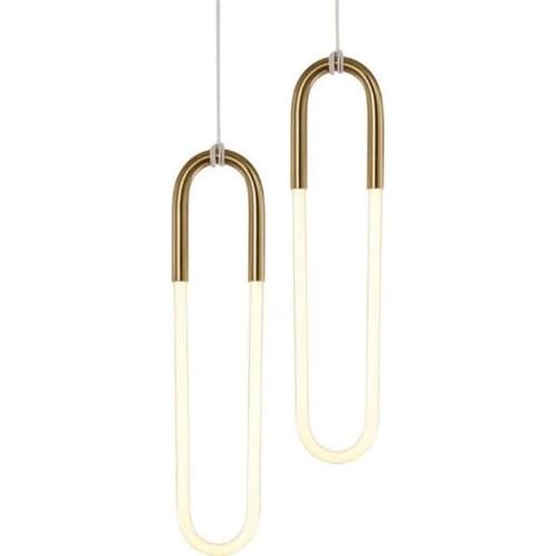 Post-modern Rudi Loop U Shape Led Pendant Light for Dining Room Foyer Bar Glass Metal Illuminare Hanging Lamp H 60cm 2341