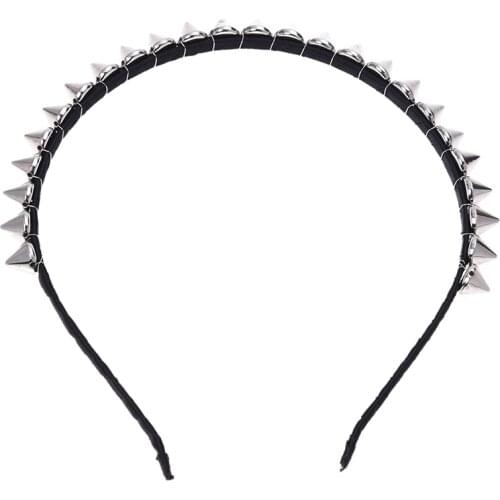 Silver Metal Stud Rivet Spike Headband Hair Head Band Aliceband Punk Girl
