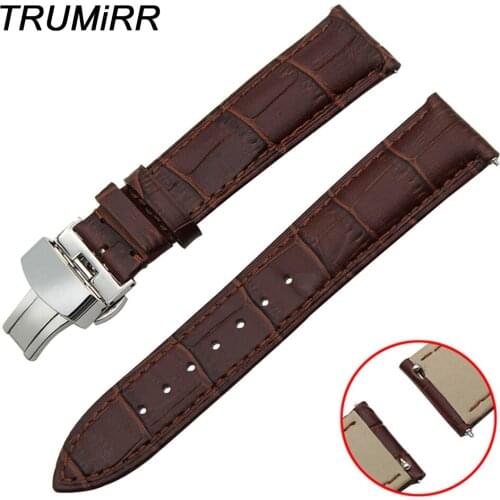 Quick Release Genuine Leather Watch Band Butterfly Buckle Strap for Citizen Men Women Wrist Bracelet Black Brown 18mm 20mm 22mm